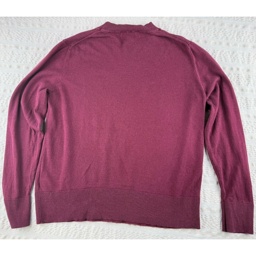 Banana Republic Silk Cashmere Sweater Burgundy Crewneck Medium Classic - Picture 3 of 5